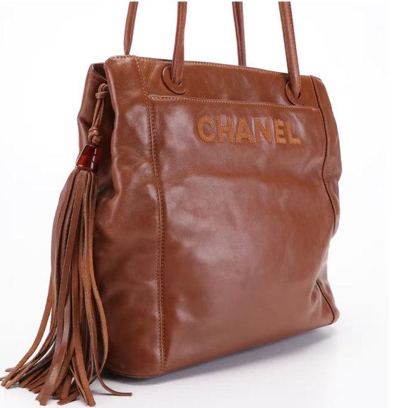 Rare Vintage CHANEL Vintage Stitched CC Tassel Shoulder Bag Excellent Condition - Picture 2 of 8